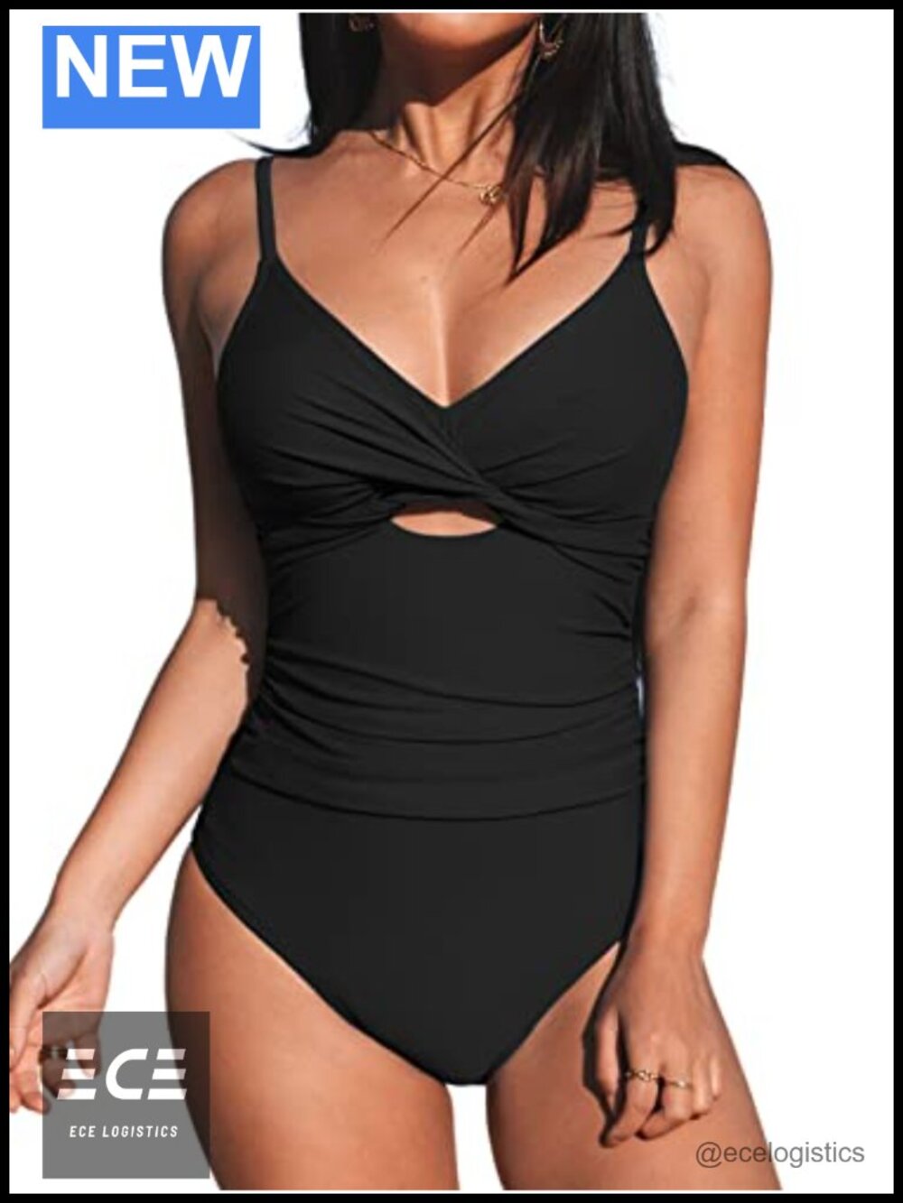 CUPSHE One Piece Swimsuit Twist Front Cutout V Neck Adjustable Straps